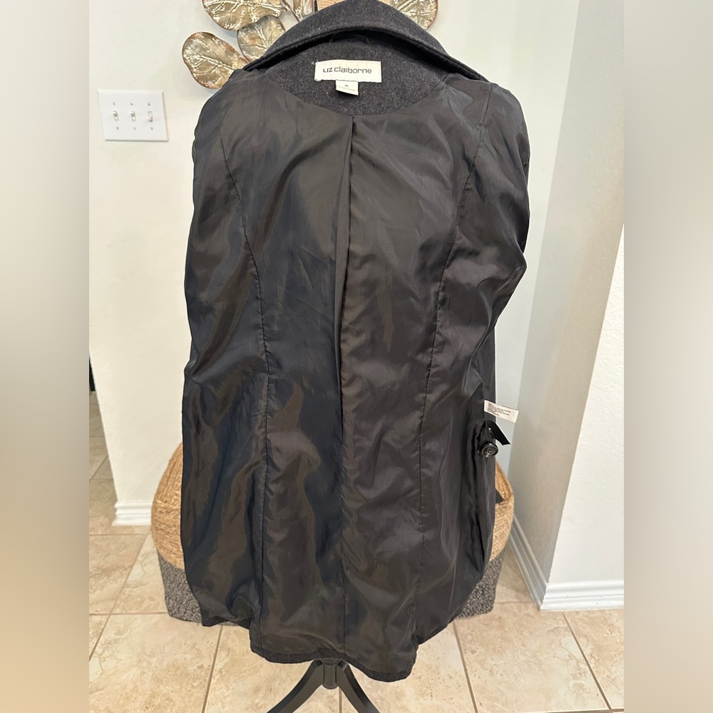 Liz Claiborne Gray Belted Wool Blend Coat - Picture 8 of 8